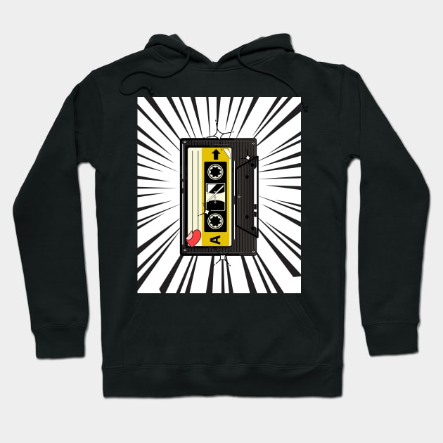 Retro Cassette Tape (black print) Hoodie by Studio-Sy